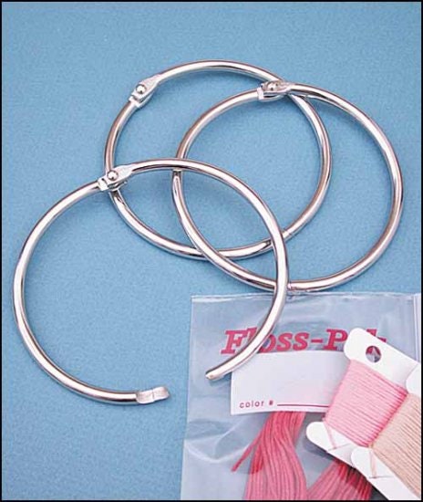 1.5" Metal Rings  Floss Organizer  Floss Thread Keep  Pack of 6 made of Nickel plated steel.