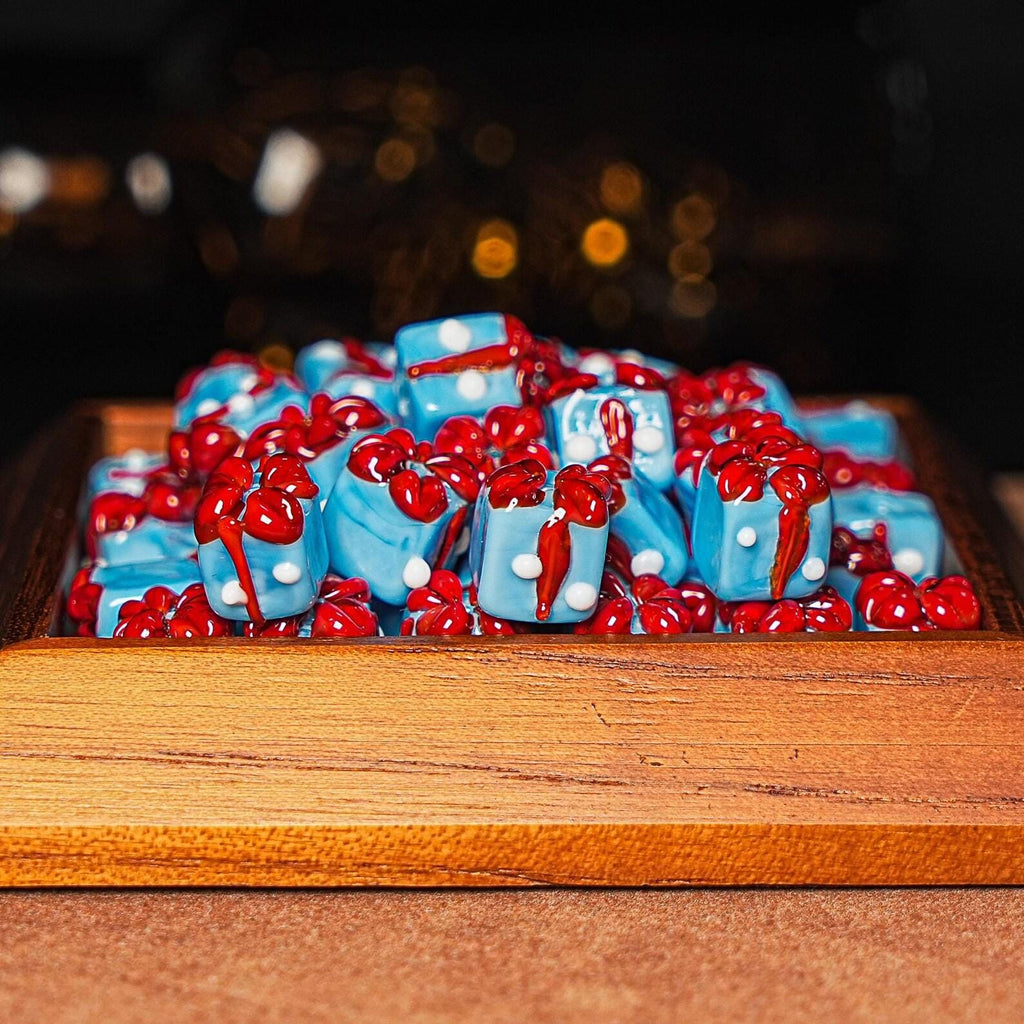 12X10MM Blue Christmas Gift Box Glass Beads 5 Pcs Christmas Gift Box Beads Xmas Beads